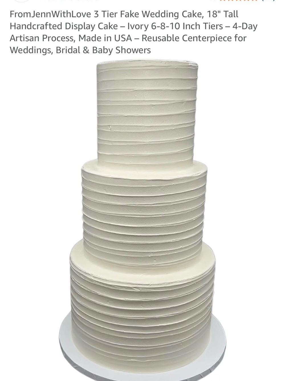 Ivory 3-Tier Faux Wedding Cake Display